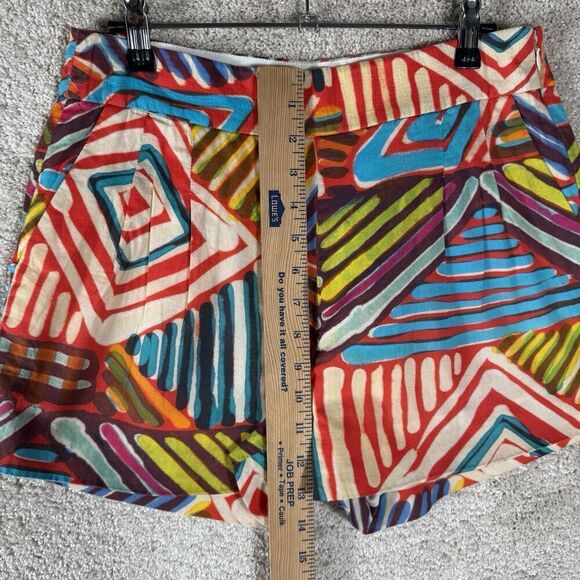 J Crew Collection Geo‎ Brushstroke Shorts Womens 6 Festival Multi Color Pleated - Picture 9 of 14